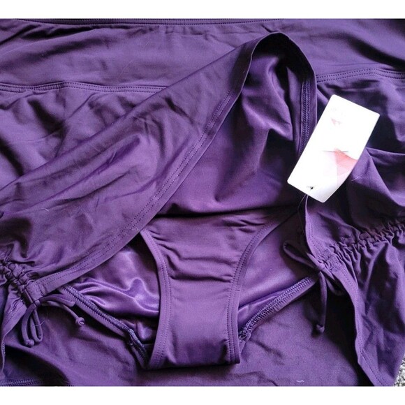 SWIM SKIRT w/ Brief 16 regular Purple TUMMY CONTROL 15" Solid Lands End S428 - Picture 2 of 8
